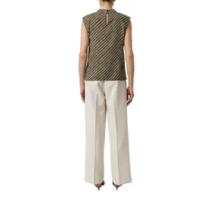 Sleeveless Printed Chiffon Blouse with Shoulder Pads for Women COMMA image-5