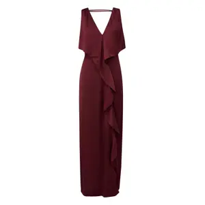 Fitted Satin Long Dress V-Neck Women COMMA image-0