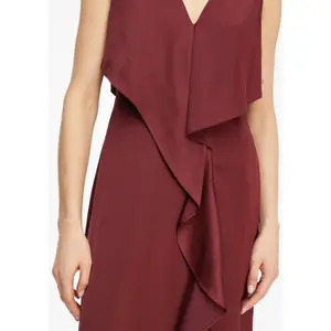 Fitted Satin Long Dress V-Neck Women COMMA image-3