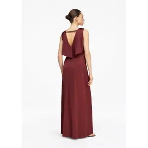 Fitted Satin Long Dress V-Neck Women COMMA image-4
