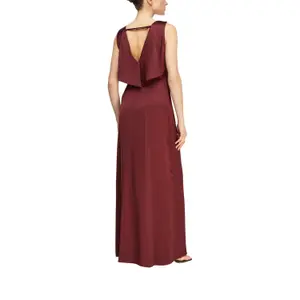 Fitted Satin Long Dress V-Neck Women COMMA image-5