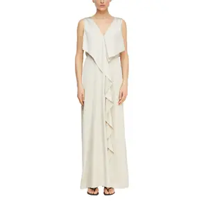 Fitted Satin Long Dress V-Neck Women COMMA image-2