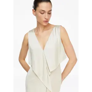 Fitted Satin Long Dress V-Neck Women COMMA image-3