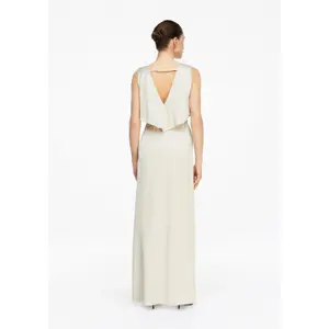Fitted Satin Long Dress V-Neck Women COMMA image-4