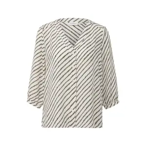 Printed Chiffon Blouse with V-Neck and 3/4 Sleeves Women COMMA image-0