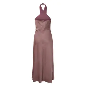 Halter Neck Satin Flared Bodycon Dress for Women COMMA image-1