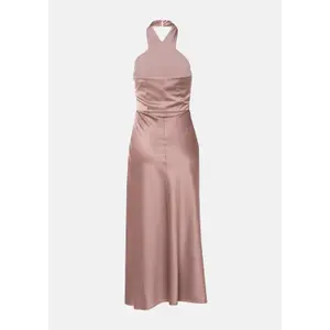 Halter Neck Satin Flared Bodycon Dress for Women COMMA image-4
