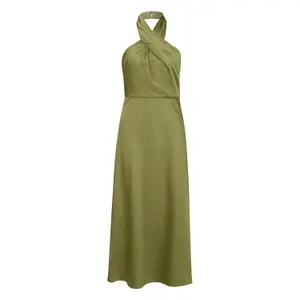 Sleeveless Satin Halter Neck Zip Dress Women COMMA image-0