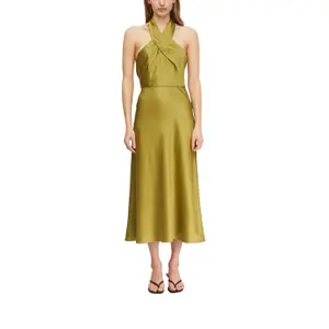 Sleeveless Satin Halter Neck Zip Dress Women COMMA image-2