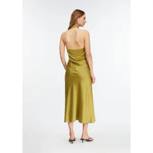 Sleeveless Satin Halter Neck Zip Dress Women COMMA image-4