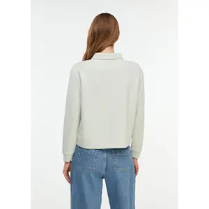 Women's Long Sleeve Soft Classic Collar Polo COMMA image-4