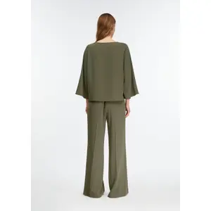 Wide Leg Trousers with Bib and Elasticated Waistband at the Back Women's COMMA image-4