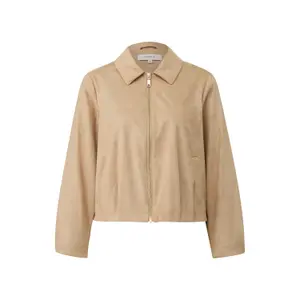 Short Faux Suede Jacket with Pleated Details Women's COMMA image-0