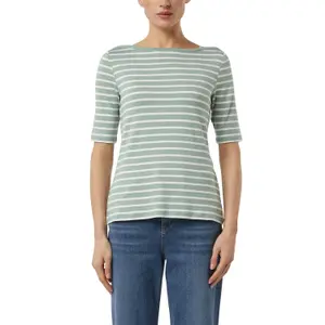 Women’s Striped Jersey Boat Neck T-Shirt COMMA image-2