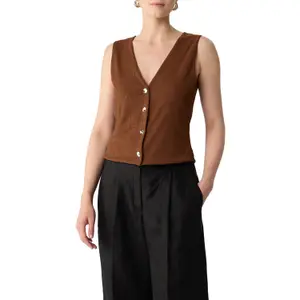 Women's Buttoned Sleeveless Jersey Jacket COMMA image-0