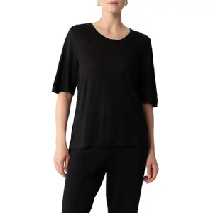 Loose Fit Linen V-Neck Top Women COMMA image-0