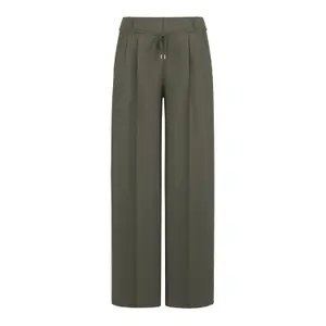 High-Waisted Wide-Leg Trousers with Drawstring for Women COMMA image-0