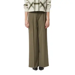High-Waisted Wide-Leg Trousers with Drawstring for Women COMMA image-2