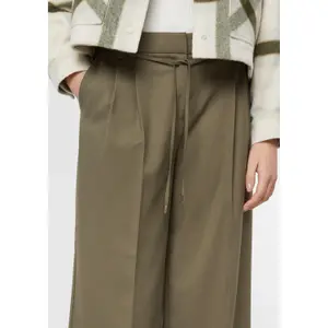 High-Waisted Wide-Leg Trousers with Drawstring for Women COMMA image-3