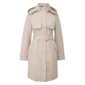 Manteau trench classique en coton coupe ajustée à capuche amovible femme COMMA