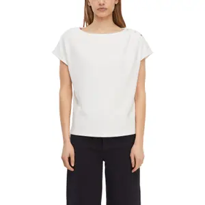 Fluid Fabric T-Shirt with Shoulder Button for Women COMMA image-2