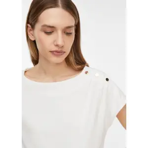Fluid Fabric T-Shirt with Shoulder Button for Women COMMA image-3