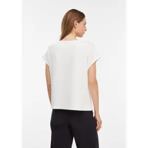 Fluid Fabric T-Shirt with Shoulder Button for Women COMMA image-4