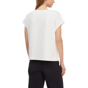Fluid Fabric T-Shirt with Shoulder Button for Women COMMA image-5