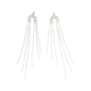 Long and Unique Earrings Adorned with Sparkling Rhinestones Women COMMA Fashion image-0