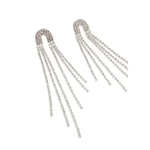 Long and Unique Earrings Adorned with Sparkling Rhinestones Women COMMA Fashion image-3