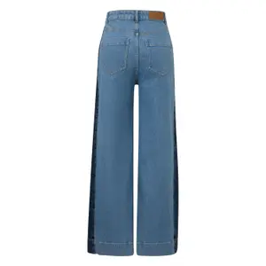 High Waist Contrast Striped Wide Leg Jeans Women COMMA image-1