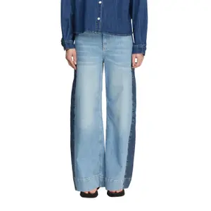 High Waist Contrast Striped Wide Leg Jeans Women COMMA image-2