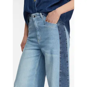 High Waist Contrast Striped Wide Leg Jeans Women COMMA image-3