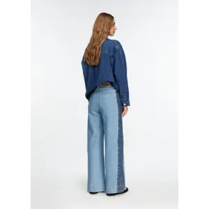 High Waist Contrast Striped Wide Leg Jeans Women COMMA image-4