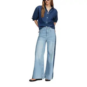 High Waist Contrast Striped Wide Leg Jeans Women COMMA image-6