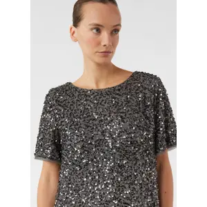 Short Sparkly Chiffon Dress for Women COMMA image-3