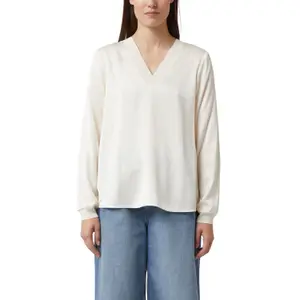 Women's Satin Blouse with V-Neck and Ribbed Cuffs COMMA image-2