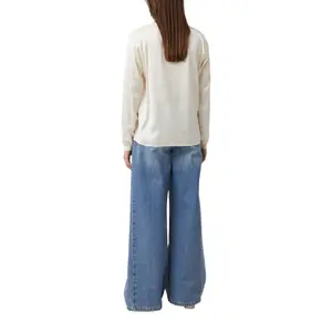 Women's Satin Blouse with V-Neck and Ribbed Cuffs COMMA image-5