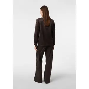 Women's Satin Blouse with V-Neck and Ribbed Cuffs COMMA image-4