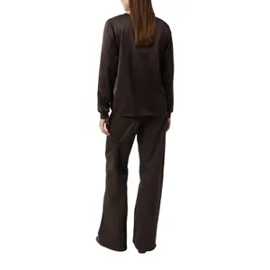 Women's Satin Blouse with V-Neck and Ribbed Cuffs COMMA image-5
