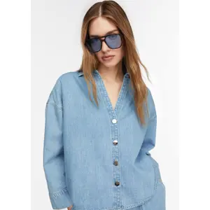 Fluid Denim Jacket in Lyocell with Drop Shoulder Women's COMMA image-3