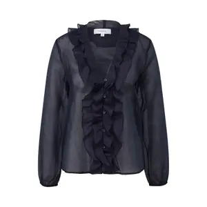Women's V-Neck Lyocell Blouse with Ruffles COMMA image-0