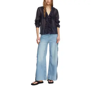 Women's V-Neck Lyocell Blouse with Ruffles COMMA image-6