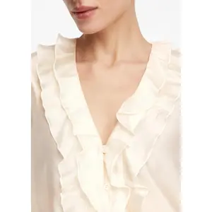 Women's V-Neck Lyocell Blouse with Ruffles COMMA image-3