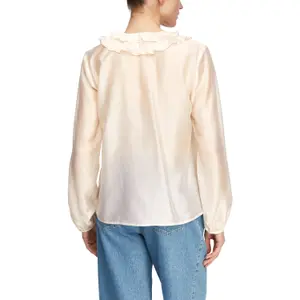 Women's V-Neck Lyocell Blouse with Ruffles COMMA image-5