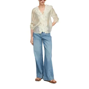 Women's V-Neck Lyocell Blouse with Ruffles COMMA image-6