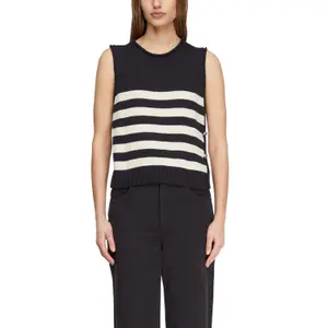 Women's Striped Sleeveless Round Neck Pull with Decorative Buttons COMMA image-2