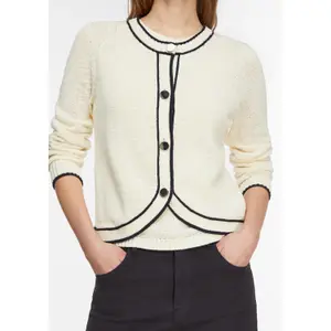 Women's Cotton Ribbon Yarn Marine Cardigan COMMA image-3