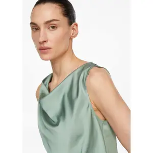 Satin Cowl Neck Pleated Top Women's COMMA image-3
