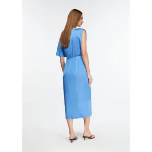 Asymmetrical Draped Satin Midi Dress for Women COMMA image-4